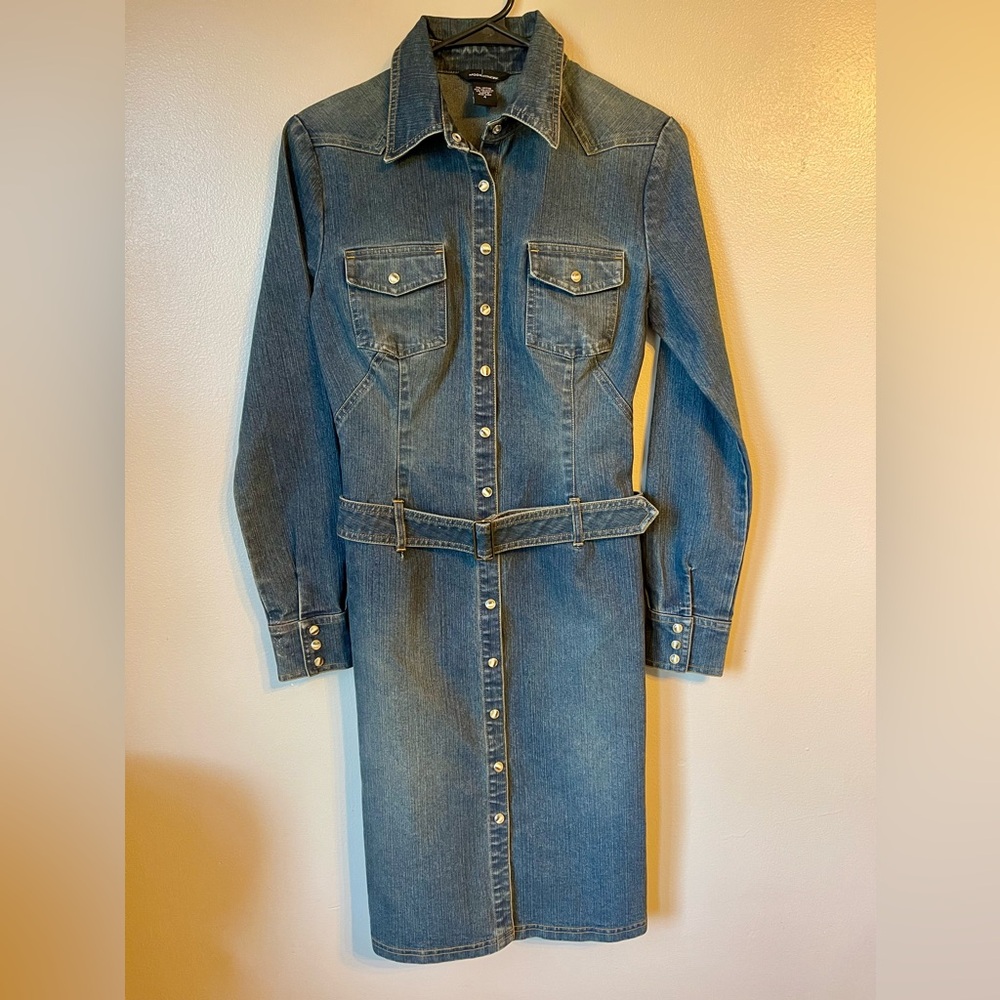Moda International Midi Long-sleeve Denim Dress